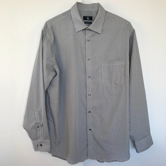 Calvin Klein EUC Men's Regular Fit Non -Iron Dress Shirt 100% cotton  17.5 34/35 - Picture 4 of 7